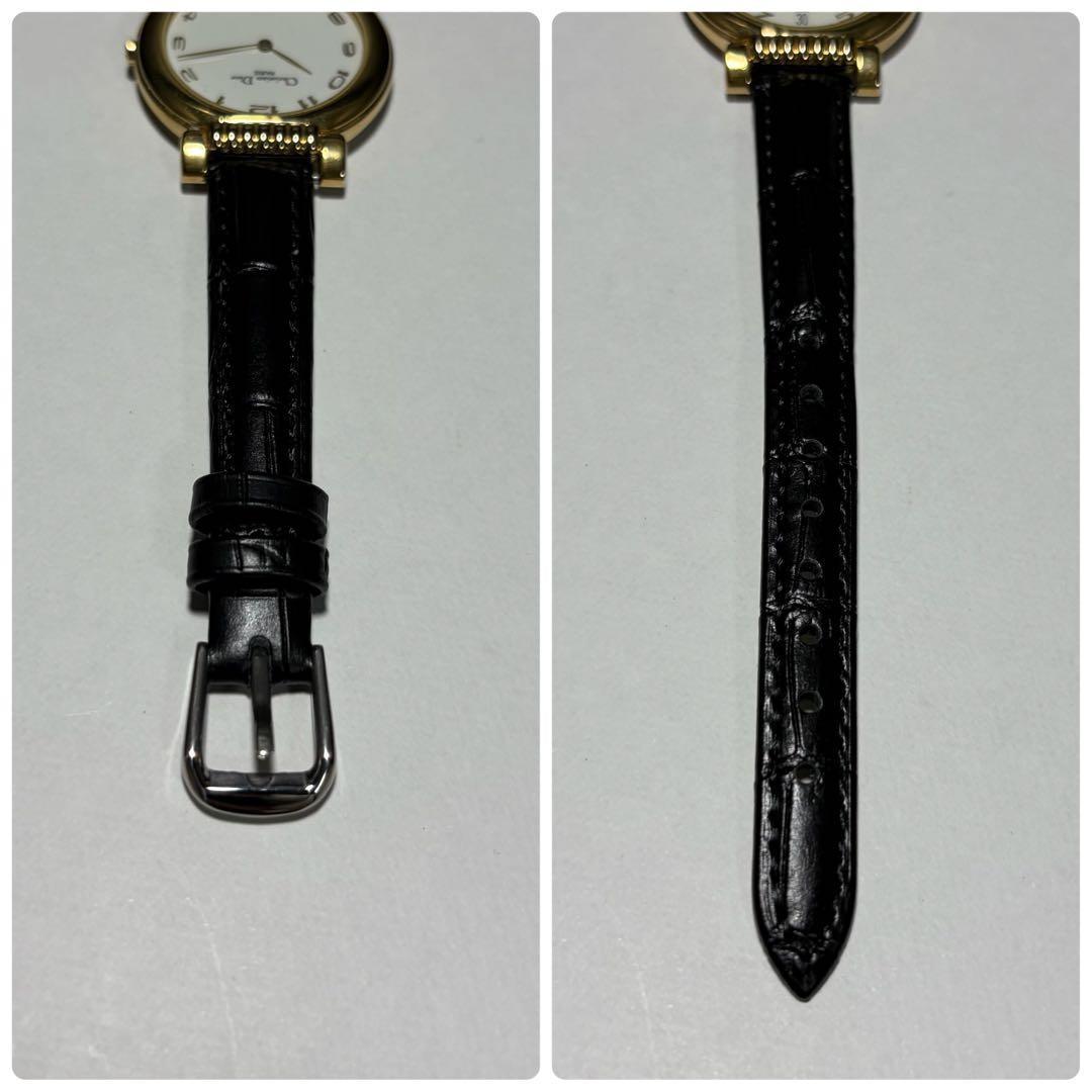 Christian Dior Quartz Watch Wristwatch Logo Gold White Women's Authentic