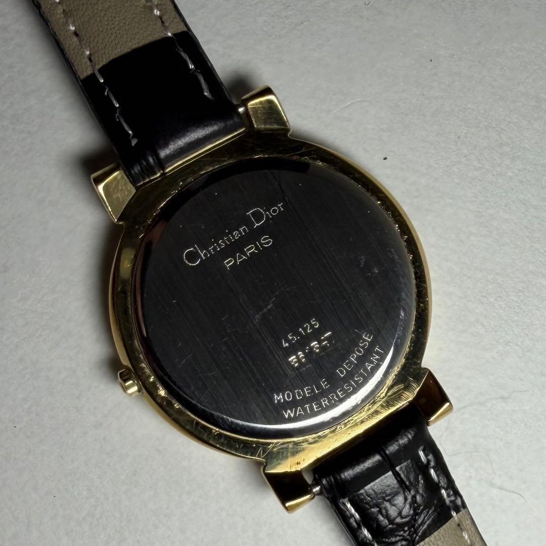 Christian Dior Quartz Watch Wristwatch Logo Gold White Women's Authentic