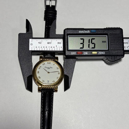Christian Dior Quartz Watch Wristwatch Logo Gold White Women's Authentic