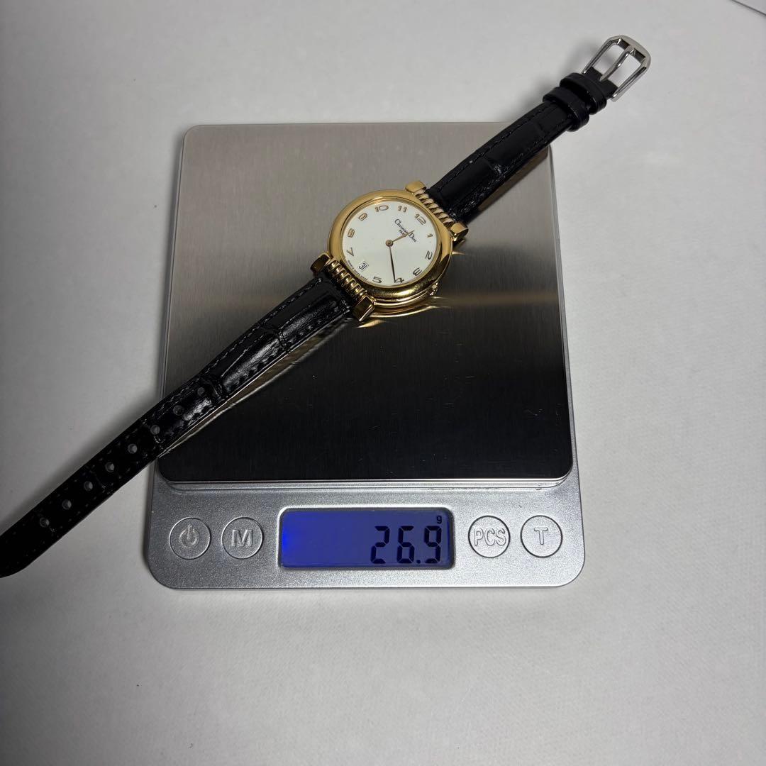 Christian Dior Quartz Watch Wristwatch Logo Gold White Women's Authentic