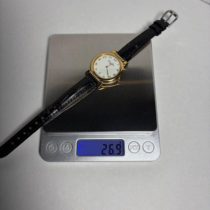 Christian Dior Quartz Watch Wristwatch Logo Gold White Women's Authentic