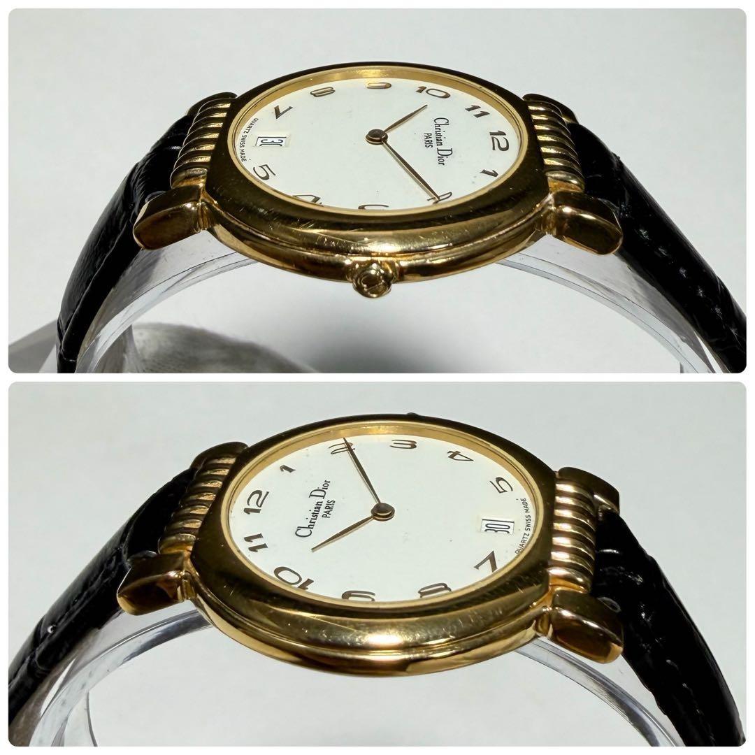 Christian Dior Quartz Watch Wristwatch Logo Gold White Women's Authentic