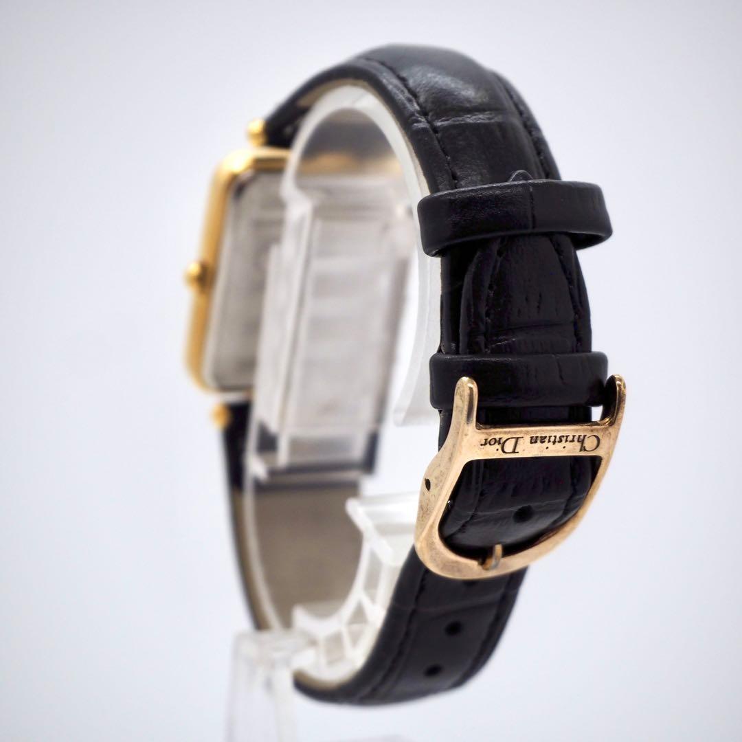 Christian Dior Quartz Watch Wristwatch Logo Gold Black Women's Authentic