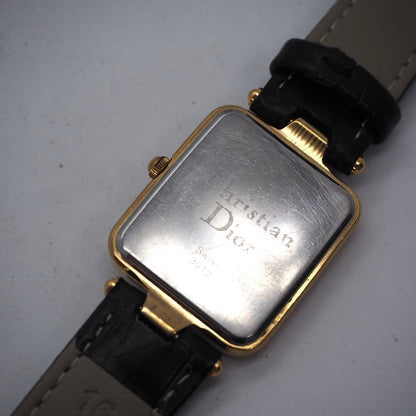 Christian Dior Quartz Watch Wristwatch Logo Gold Black Women's Authentic