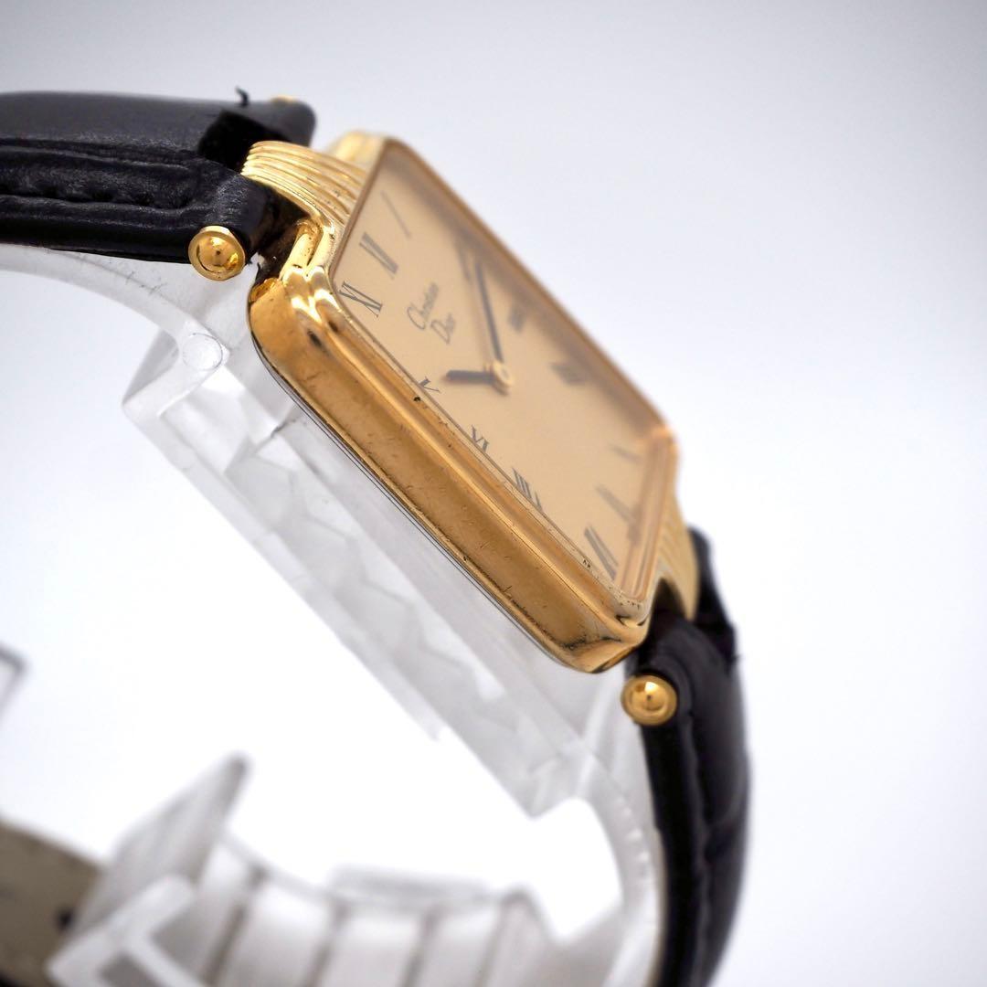 Christian Dior Quartz Watch Wristwatch Logo Gold Black Women's Authentic