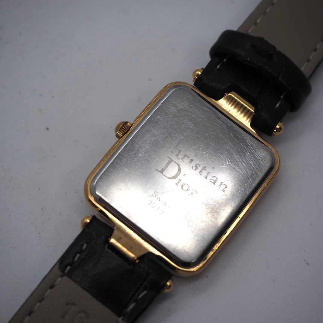 Christian Dior Quartz Watch Wristwatch Logo Gold Black Women's Authentic