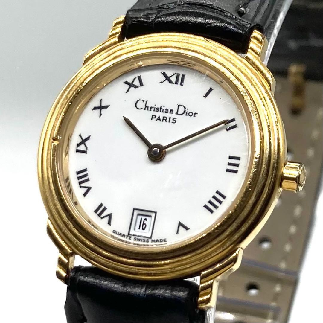 Christian Dior 48.122.3 Quartz Watch Wristwatch Logo Gold Women's Authentic
