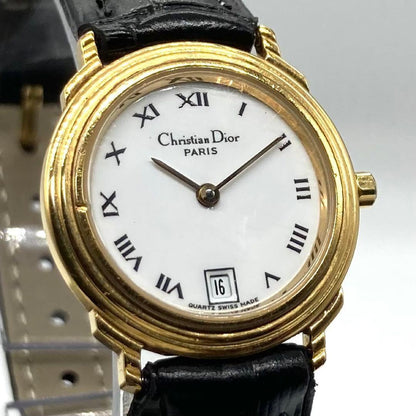 Christian Dior 48.122.3 Quartz Watch Wristwatch Logo Gold Women's Authentic