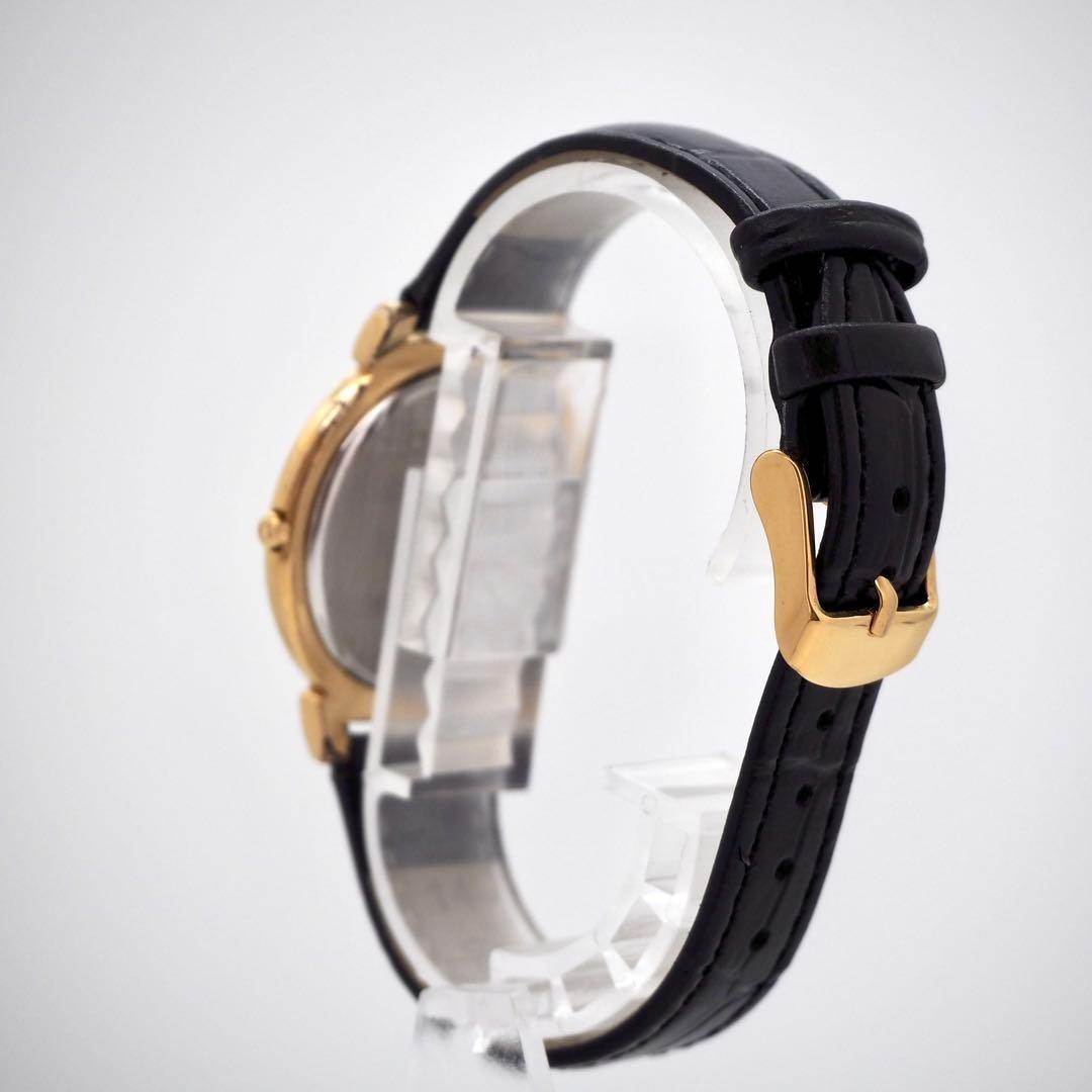 Christian Dior Quartz Watch Wristwatch Logo Black Gold Women's Authentic