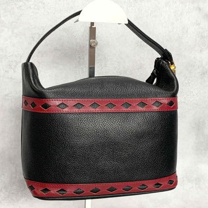 Saint Laurent Vanity Bag Logo YSL Black Red Authentic Leather Vintage