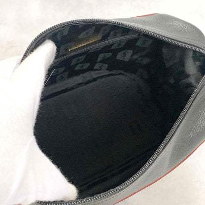 Saint Laurent Vanity Bag Logo YSL Black Red Authentic Leather Vintage