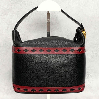 Saint Laurent Vanity Bag Logo YSL Black Red Authentic Leather Vintage