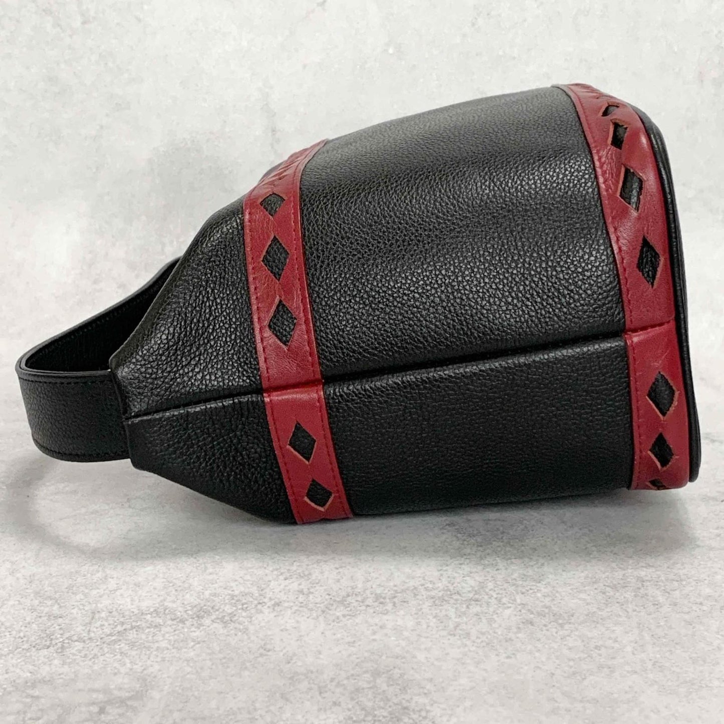 Saint Laurent Vanity Bag Logo YSL Black Red Authentic Leather Vintage