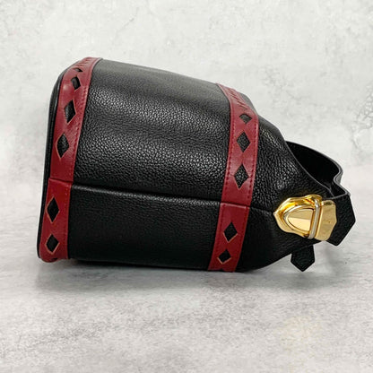 Saint Laurent Vanity Bag Logo YSL Black Red Authentic Leather Vintage