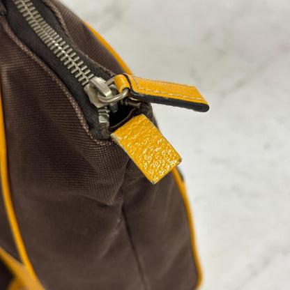 PRADA Hand Bag Tote Bag Logo Canvas Leather Yellow Unisex Authentic Used