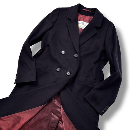 Aquascutum Long Coat Asian fit M US size S Dark Navy Authentic