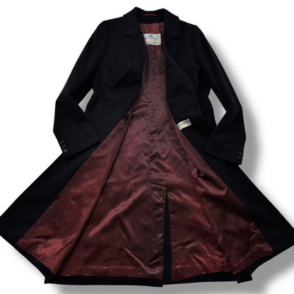 Aquascutum Long Coat Asian fit M US size S Dark Navy Authentic