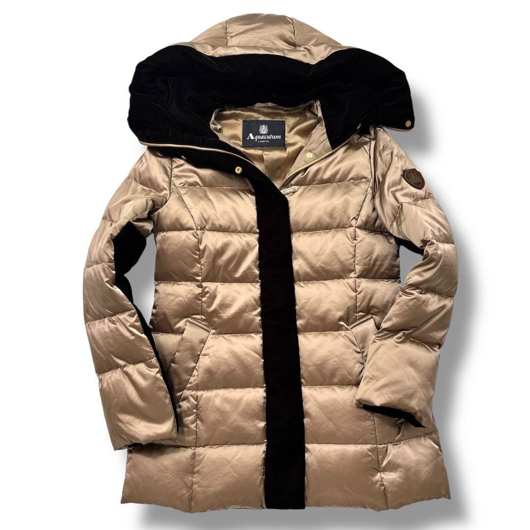 Aquascutum Down Coat Asian fit M US size S Gold Authentic