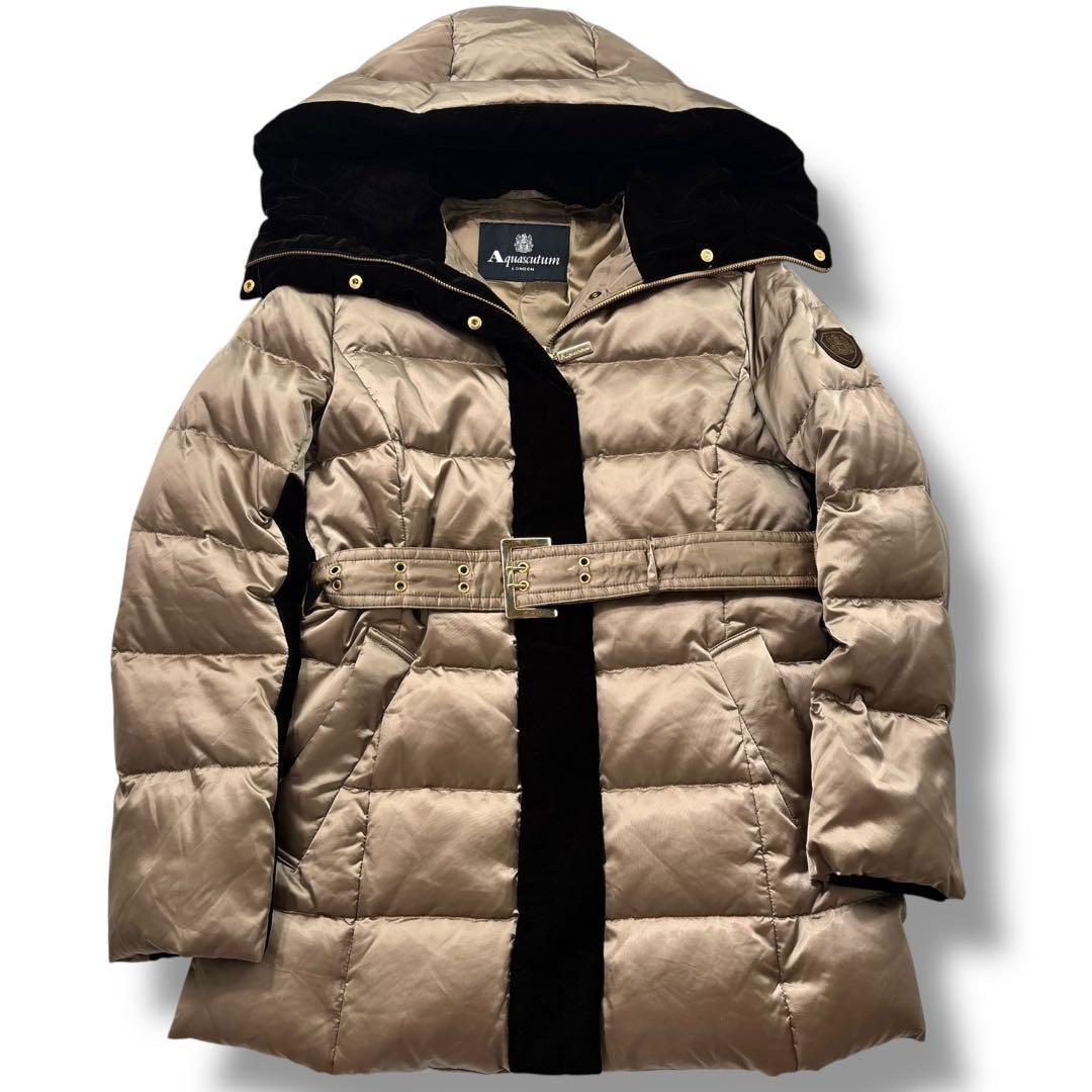 Aquascutum Down Coat Asian fit M US size S Gold Authentic