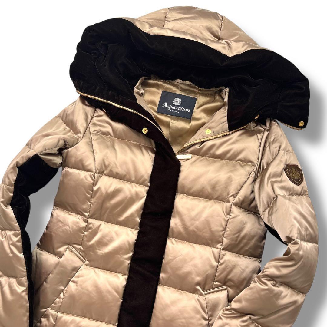 Aquascutum Down Coat Asian fit M US size S Gold Authentic