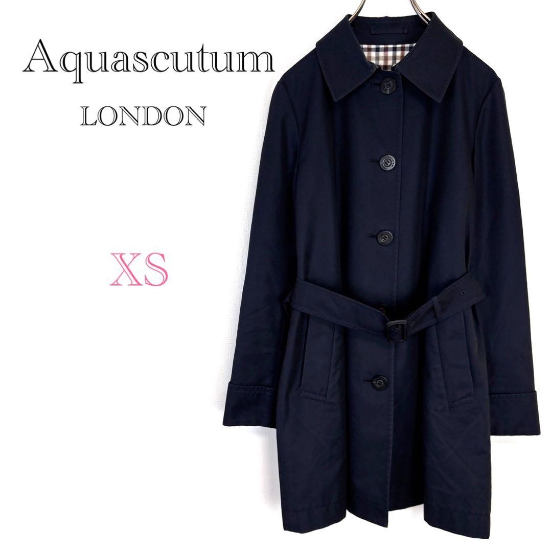 Aquascutum LONDON Coat Asian fit XS US size 2XS Navy Authentic