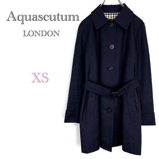 Aquascutum LONDON Coat Asian fit XS US size 2XS Navy Authentic