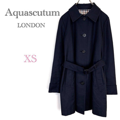 Aquascutum LONDON Coat Asian fit XS US size 2XS Navy Authentic