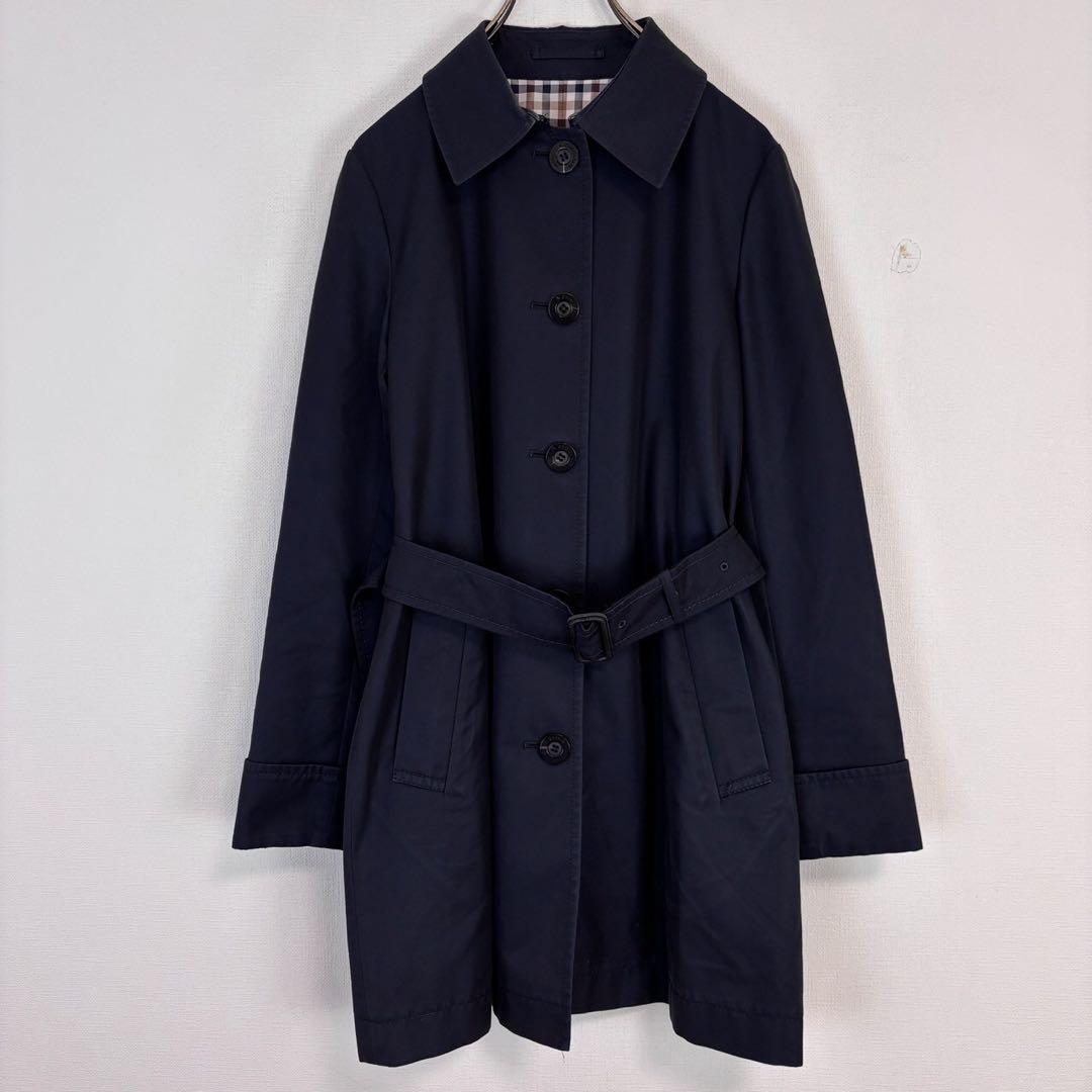 Aquascutum LONDON Coat Asian fit XS US size 2XS Navy Authentic