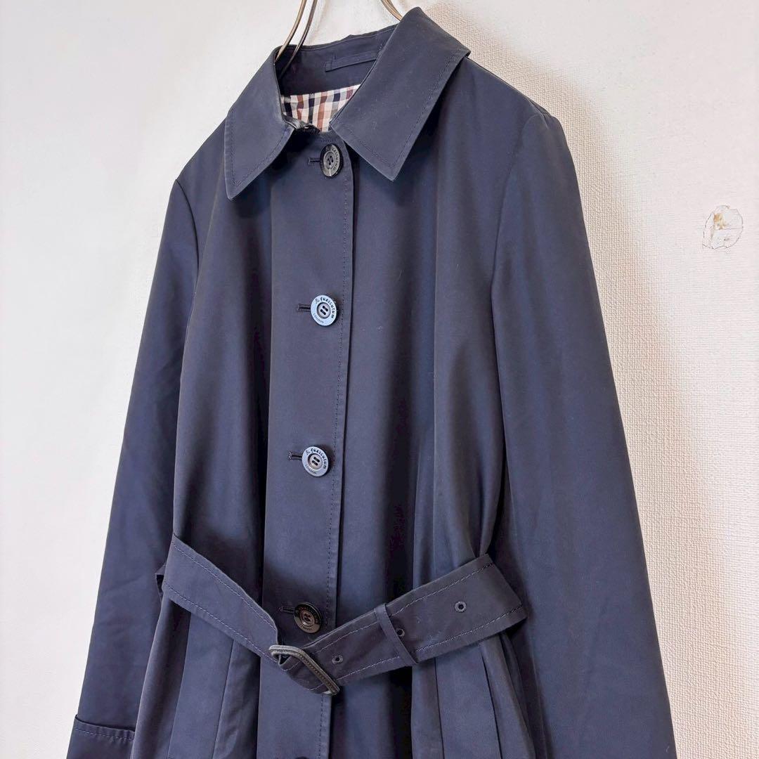 Aquascutum LONDON Coat Asian fit XS US size 2XS Navy Authentic