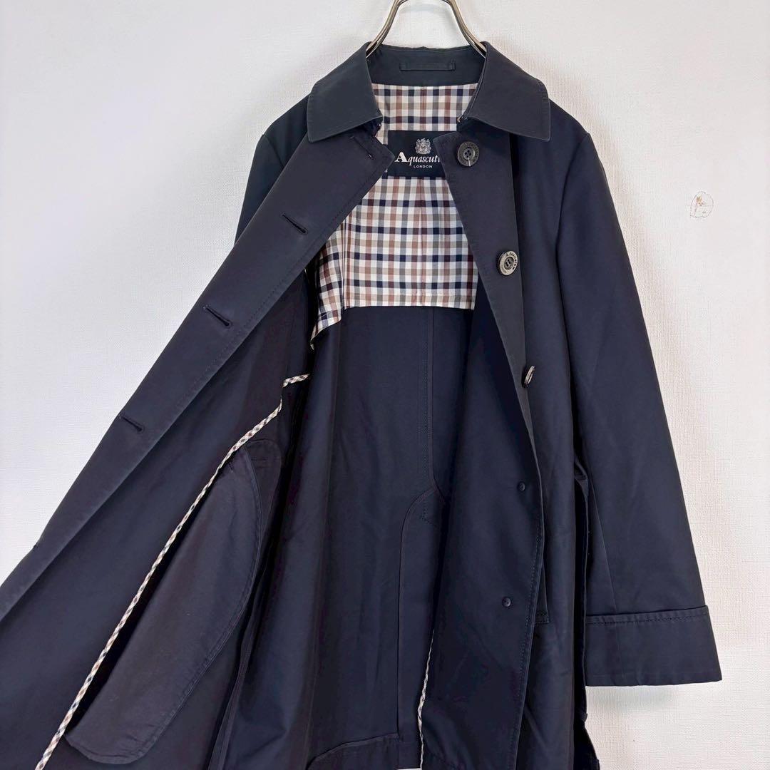 Aquascutum LONDON Coat Asian fit XS US size 2XS Navy Authentic