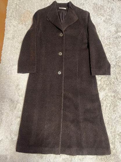 Aquascutum Long Coat Asian fit M US size S Dark Brown Authentic