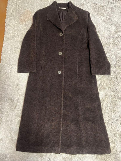 Aquascutum Long Coat Asian fit M US size S Dark Brown Authentic