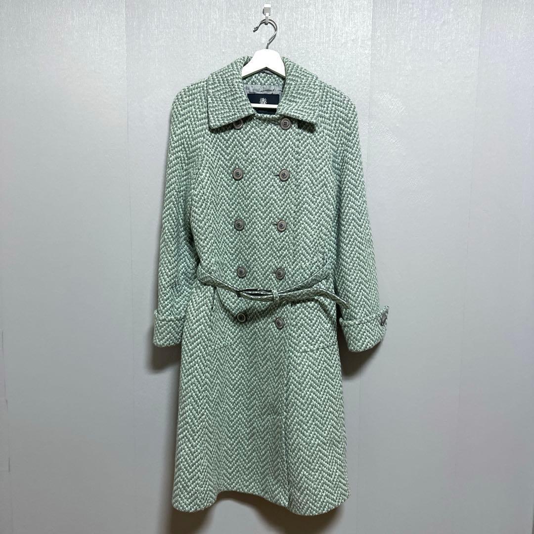 Aquascutum Coat Asian fit M US size S Mint Green Gray Authentic