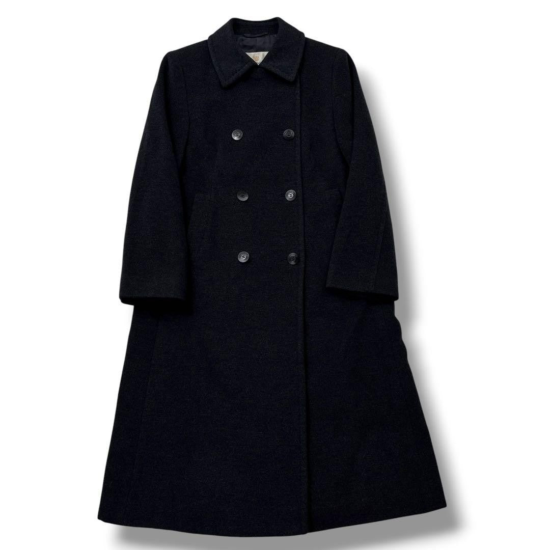 Aquascutum Long Coat Asian fit L US size M Black Authentic