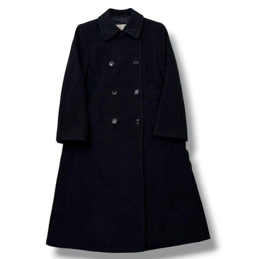 Aquascutum Long Coat Asian fit L US size M Black Authentic