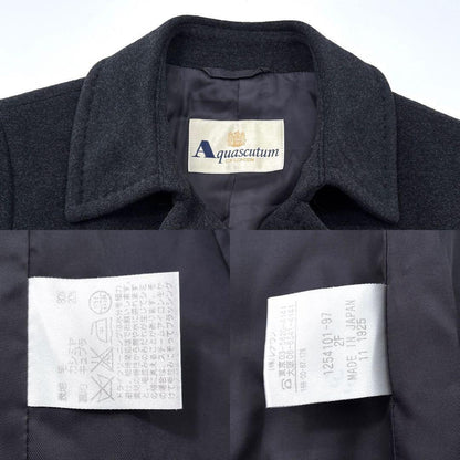 Aquascutum Long Coat Asian fit L US size M Black Authentic