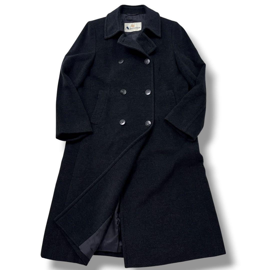 Aquascutum Long Coat Asian fit L US size M Black Authentic