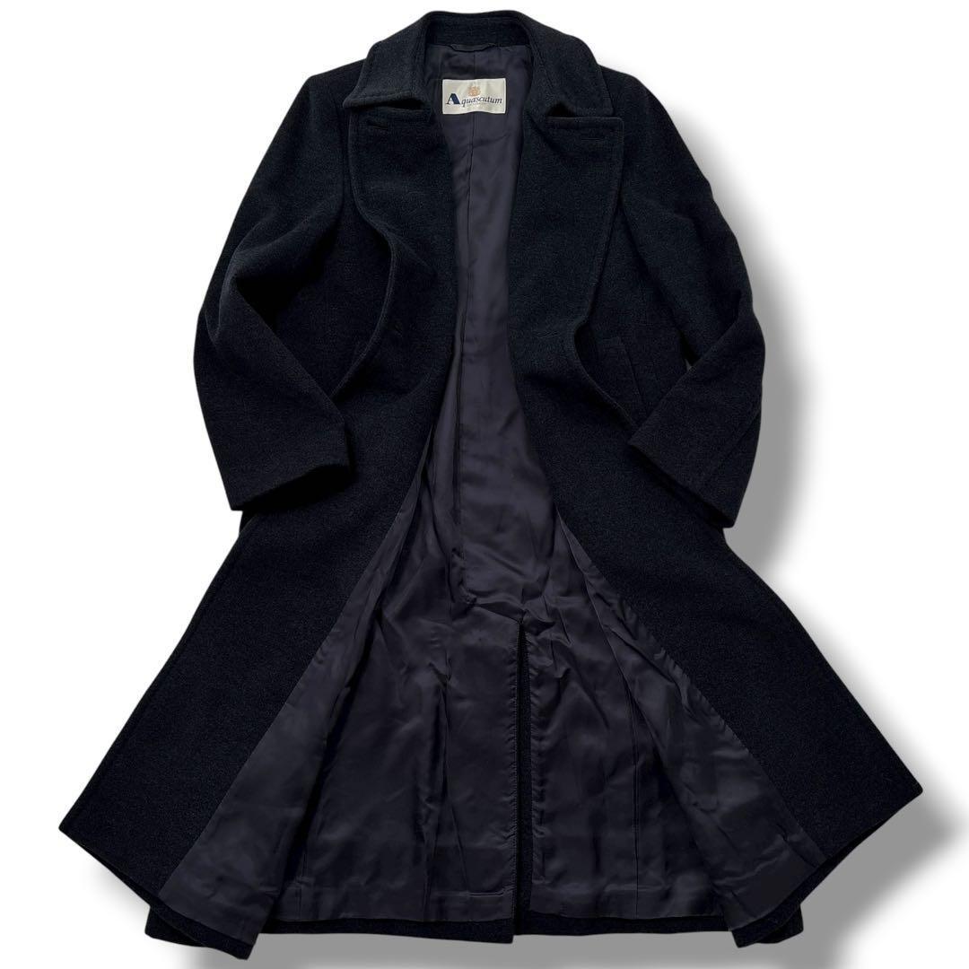 Aquascutum Long Coat Asian fit L US size M Black Authentic