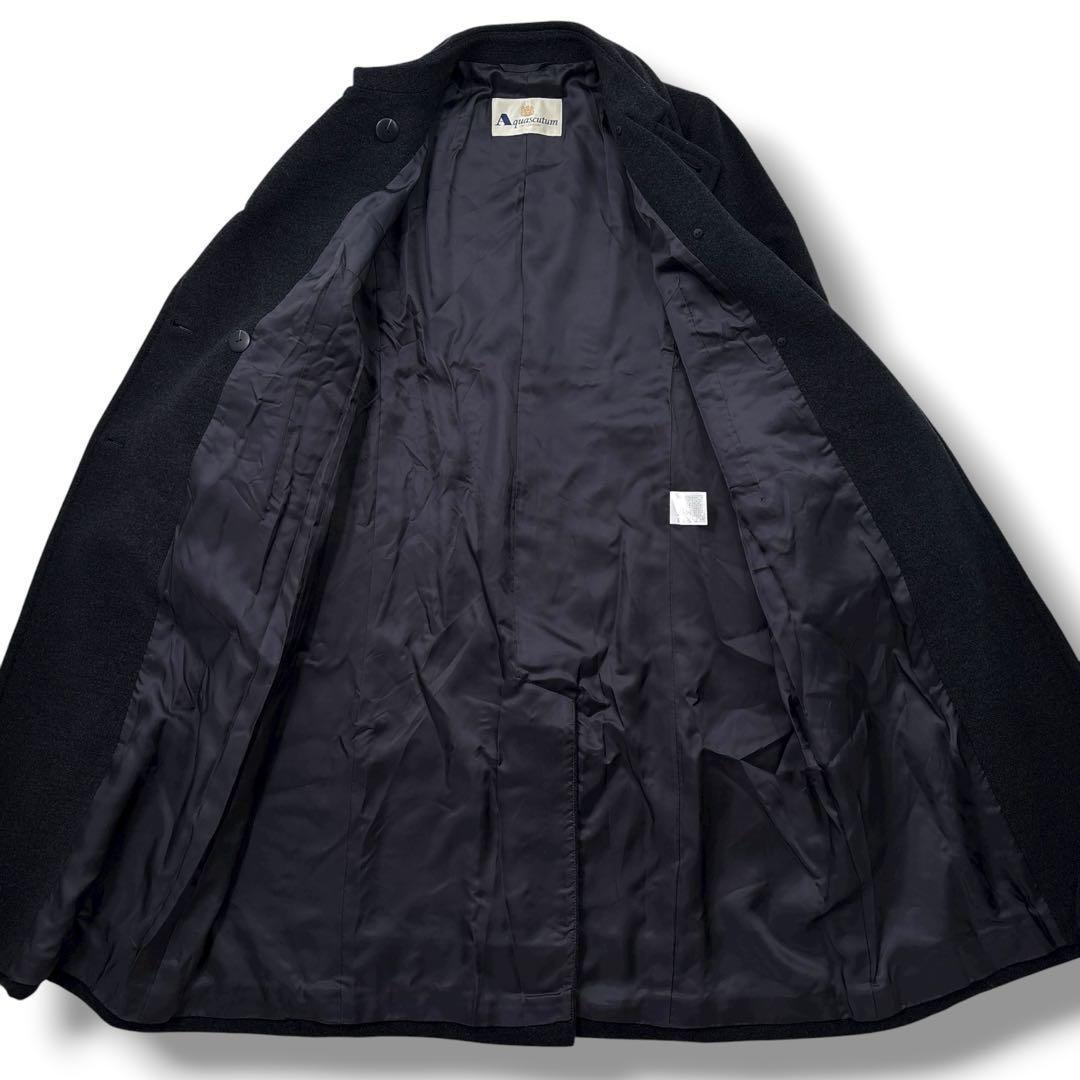 Aquascutum Long Coat Asian fit L US size M Black Authentic