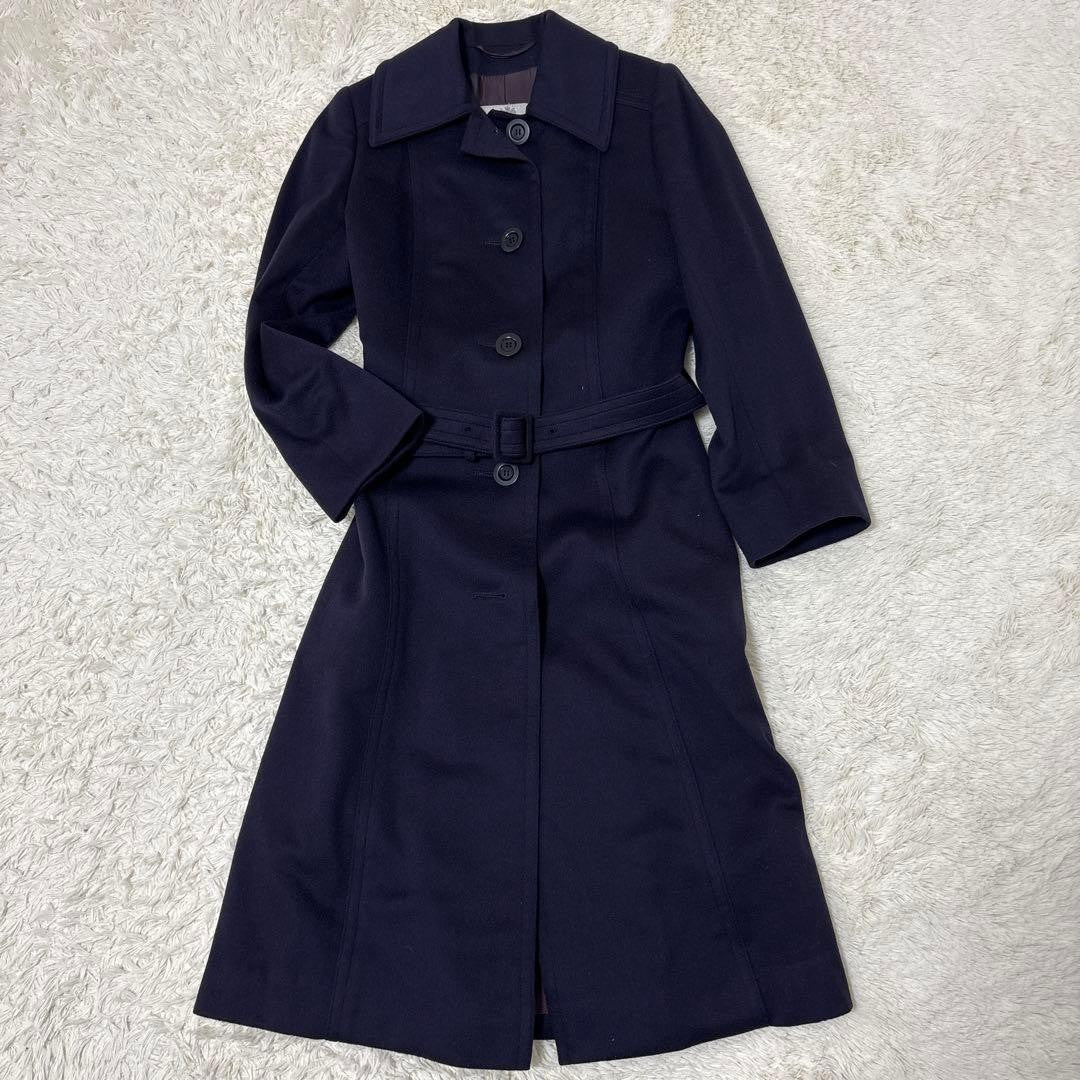 Aquascutum Long Coat Asian fit S US size XS Navy Authentic