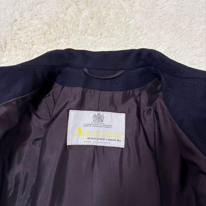 Aquascutum Long Coat Asian fit S US size XS Navy Authentic