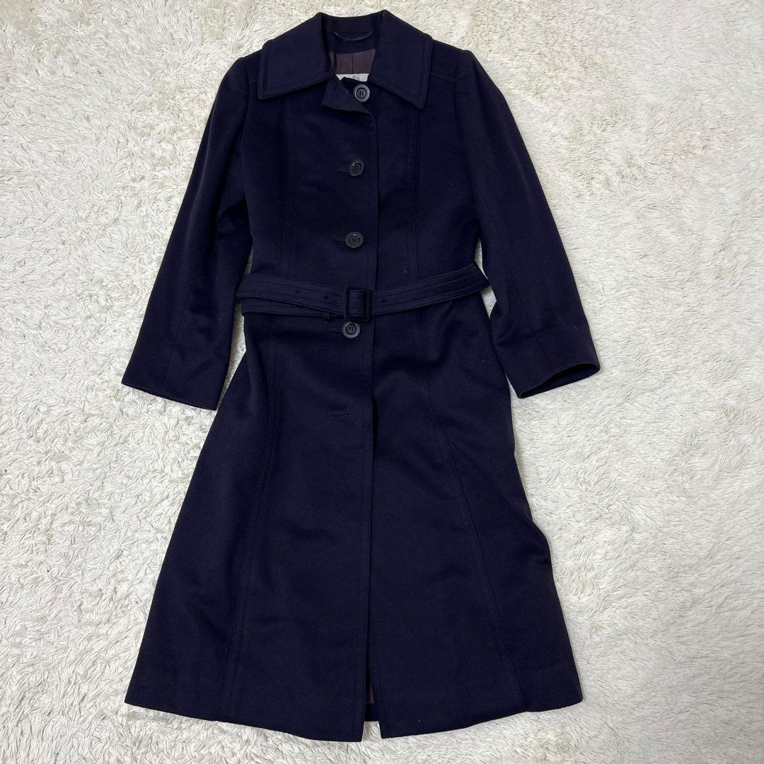 Aquascutum Long Coat Asian fit S US size XS Navy Authentic