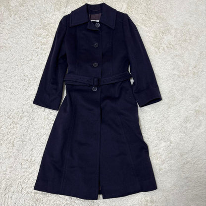 Aquascutum Long Coat Asian fit S US size XS Navy Authentic