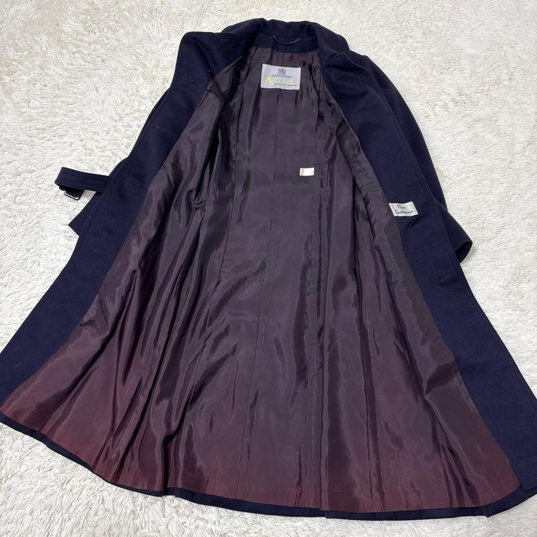 Aquascutum Long Coat Asian fit S US size XS Navy Authentic