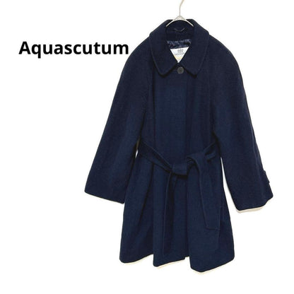 Aquascutum Coat FREE SIZE Navy Authentic
