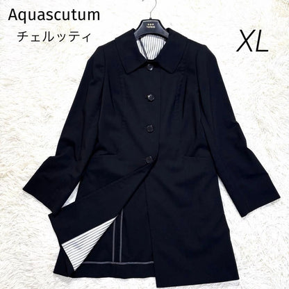 Aquascutum LANIFICIO F.LLI CERRUTI Coat Asian fit XL US size L Black Authentic