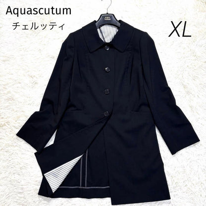 Aquascutum LANIFICIO F.LLI CERRUTI Coat Asian fit XL US size L Black Authentic