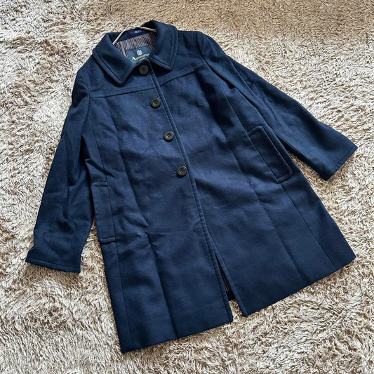Aquascutum Wool Coat Asian fit L US size M Navy Authentic