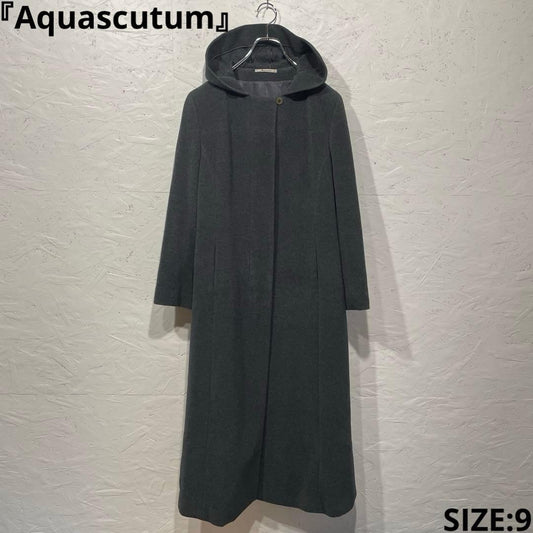 Aquascutum Wool Long Coat Asian fit M US size S Gray Authentic