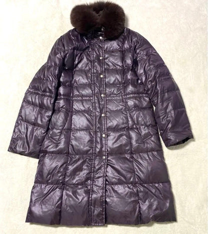 Aquascutum Down Long Coat Asian fit M US size S Purple Authentic